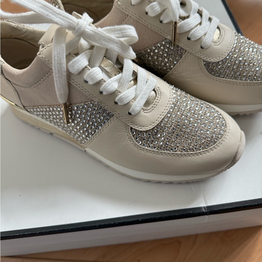 Michael Kors Sparkling Cream and Gold Sneakers womens 6.5